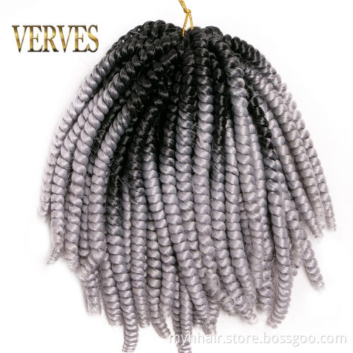 Spring Twist Hair Synthetic Wholesale 8 inch Ombre Synthetic Braiding Hair Spring Twist Bounce Crochet Braids